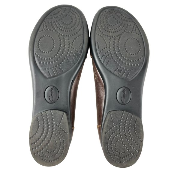 Clarks Brown Top Stitch Design Flats, Women's Size 10M - Picture 7 of 8